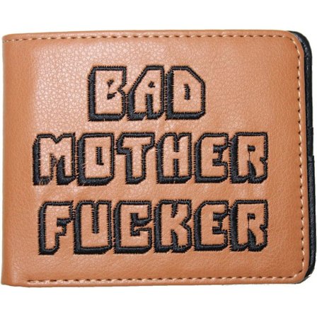 BAD MOTHER F***ER Pulp Fiction Bifold Brun Mænd Tegnebog Broderet Mønter Kort Sedler Standard Titel, Multifarvet, 11,5x9 cm (4,5''x3,5'')