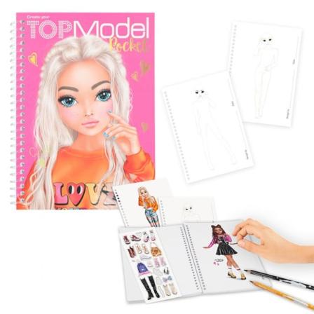 Top Model Pysselbok Fick POCKET med stickers CANDY Love ROSA