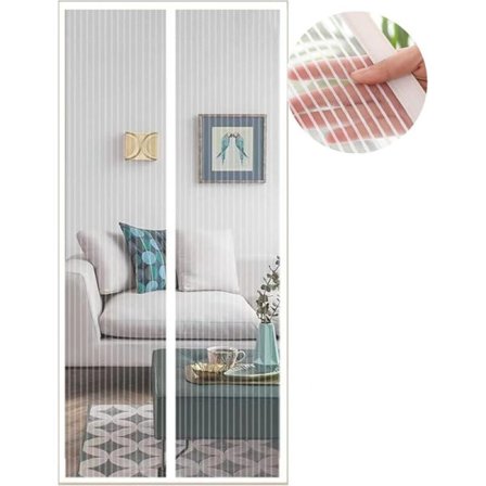 Myggnett Dør Vindu 75x210, Hvit Magnetisk Myggnettinggardin, Beskytt Din Familie