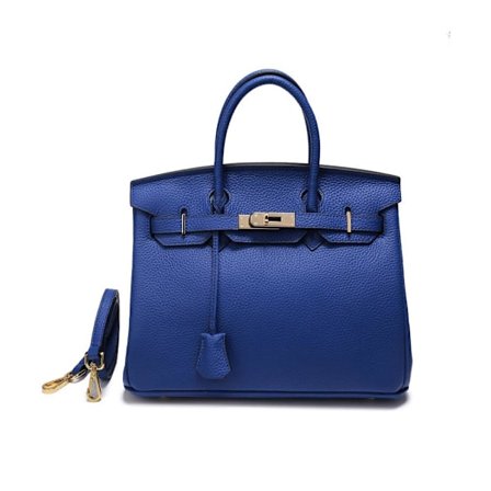 Elektrisk Blå Koeskinds Håndtaske 30cm Kvinders Mode Lychee Stil