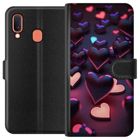 Kompatibelt Plånboksfodral till Samsung Samsung Galaxy A20e Midnattshjärtan