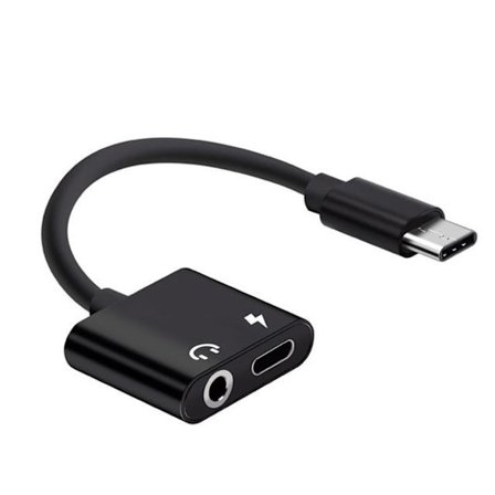 Adapter USB-C - 3,5 mm - USB-C Ladda & lyssna - Svart