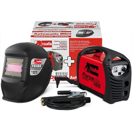 Telwin Force 165 Svetsmaskin med tillbehör och svetshjälm, Svets