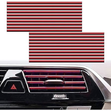 20 st 8 tum bils ventilations dekorativa lister, bilventilationsutloppslister PVC, bilinredningsdekorationer för raka luftventilsgaller (röd)