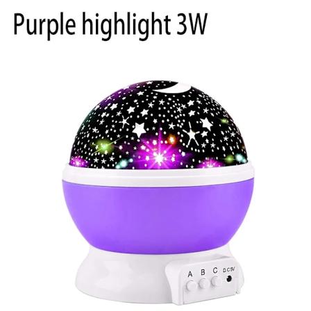 Stjärnprojektor nattlampa roliga gåvor för flickor och pojkar roterande stjärnhimmel måne LED-lampor projektor för barn sovrumsdekoration 3W Purple