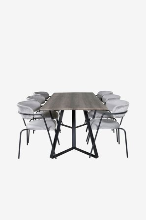 Venture Home - Matgrupp Marina med 6st matstolar Arrow - Grå - Matgrupp 6 personer - Från Homeroom