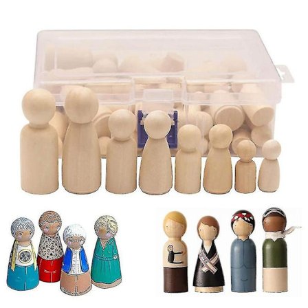 Træfigurer, 50 stk DIY Træfigurer Dukker, Humanoide Marionetter Børnelegetøj Mandlige og Kvindelige Dukkelegetøj Håndværk Kunst & Håndværk, 4 