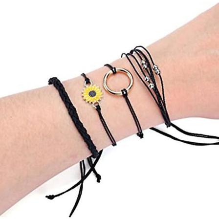 4 stk. sommer surfer wave anklet armbånd til kvinder justerbar strand flettet snor armbånd solsikke venskab armbånd ocean strand smykker