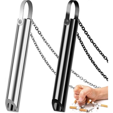 (svart-silver) 2x Sluta Röka Andningshalsband, Ångestdämpande Halsband, Andningshalsband Sluta Röka Hjälpmedel, Andningsövning