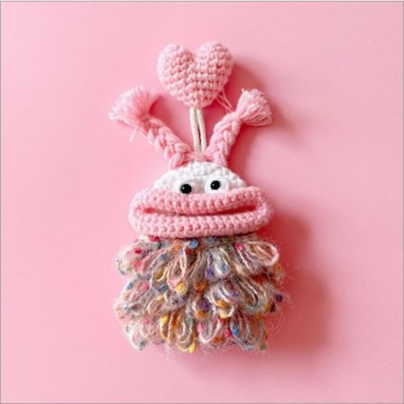 Universal fjernbetjening nøgle etui pink stor mund lille monster bil nøgle etui/beskyttende etui hæklet taske til kvinders sjove gave