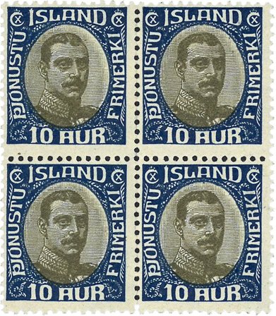 Island 1920 - Tjenestemærker AFA 36 - 4-blok - Postfrisk