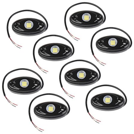 8 pakker LED Rock Lights til lastbiler IP67 Vandtæt Undervogn Hjulbrønd Lys Udvendig Indvendig Lys til bil Lastbil Pickups Motorcykel Båd (FMY)