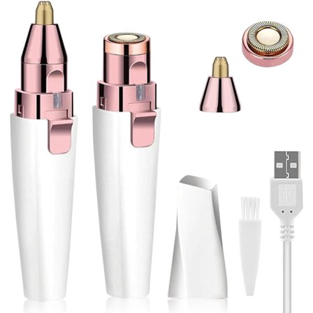 Ansiktshårborttagare för kvinnor, ögonbryns trimmer näshår rakapparat 2-i-1, Mini Bikini rakapparat exakt formare, bärbar uppladdningsbar epilator för