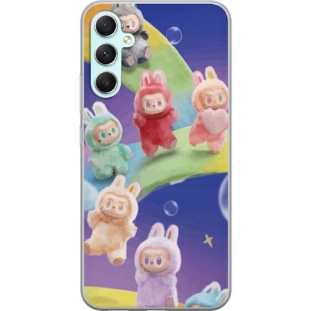 Yhteensopiva Puhelinkuori Samsung Galaxy A34 La.bubu sateenkaari juliste la.bubu hahmo pupu asu lelut söpö pastelli värikäs anime tyyli suunnittelu ta