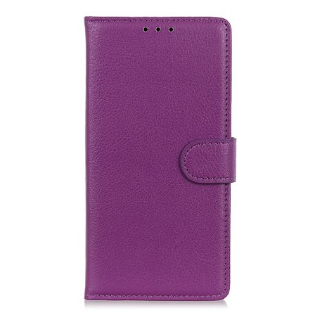 Litchi Skin Wallet Cover for iPhone 12 & 12 Pro - Purple