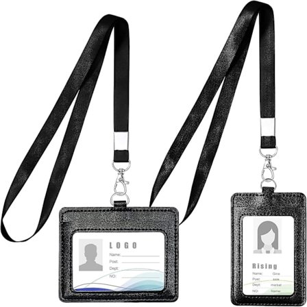 Nahkainen henkilökorttikotelo, 2 kpl 2-puolinen PU-nahkainen henkilökorttikotelo, henkilökorttikotelo, jossa on läpinäkyvä henkilökortti-ikkuna [DM]