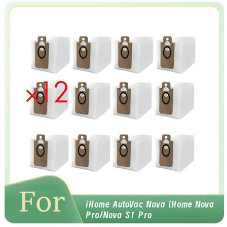 12 st Dammpåsar för IHome AutoVac Nova IHome Nova Pro/Nova S1 Pro Sopmaskinstillbehör Förbättrad Rengöring