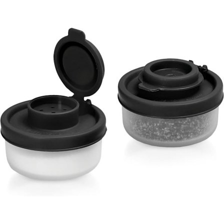 Salt- og pepperstrøere Fuktsikkert sett med 2 Små Mini Saltstrøere for Camping Piknik Utendørs Kjøkken Matbokser Reise Kryddersett Klar med B