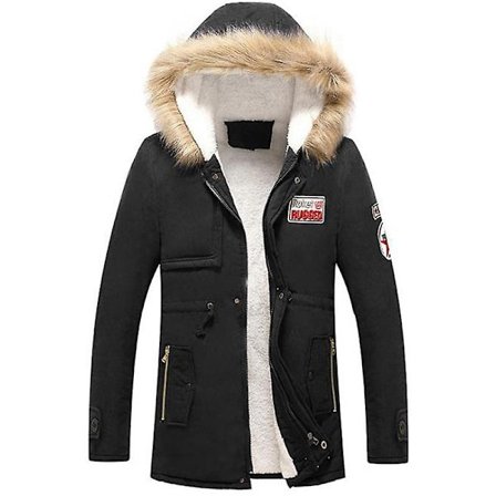 Vinter Vatteret Parka Hætte Frakke Outwear Tyk Fleece Hoodiejakke -