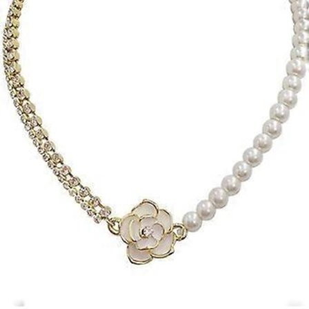 Mode Smycken Emalj Strass Blomma Berlock Hänge Halsband