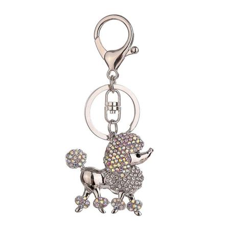 Creative Diamond Alloy Puppy Muotoinen Avaimenperä Persoonallinen Metallinen Avaimenperä Liioiteltu avainpidike Hieno riipus naisten laukkutarvike (