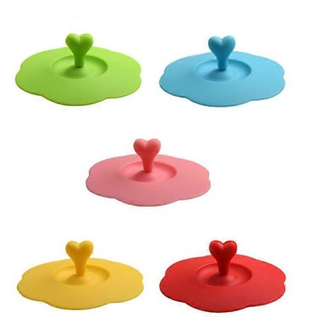 5 stk silikonlokk for glasskopper, kopplokk, gjenbrukbare støvbeskyttende lokk, kaffe- og tekruslokk for kopper, skåler, krus, bokser, drikke- og 