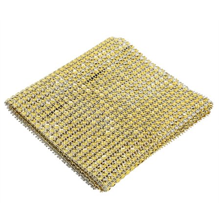 DIY Guld Rhinestone Krystal Diamant Mesh Wrap Bryllupsfest Hjemmeindretning