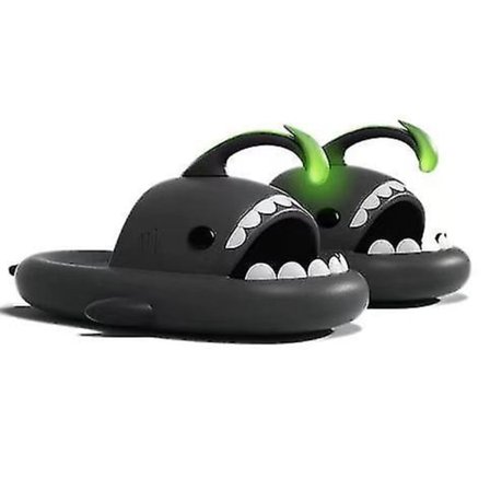 Sharkicks Pro - Nuclear Kaiju Shark Slides Black / Eu 38-39 Shark Slides Tofflor Glow In The Dark Super Mjuk Bekväm Anti-halk