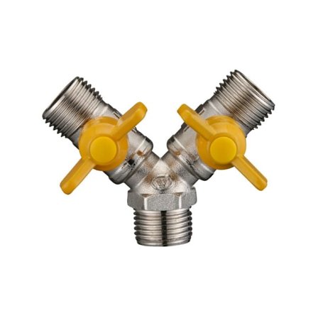 Slangekobling Gasskran Dobbel Messing Slangedeler - 2 Veis