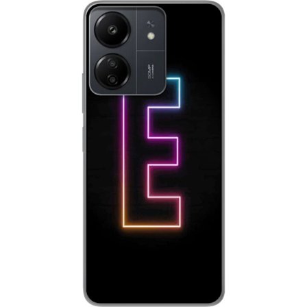 Kompatibelt Mobildeksel til Xiaomi Redmi 13C Minimalistisk neonbokstav E i lyse farger mot mørk bakgrunn i moderne og elegant design