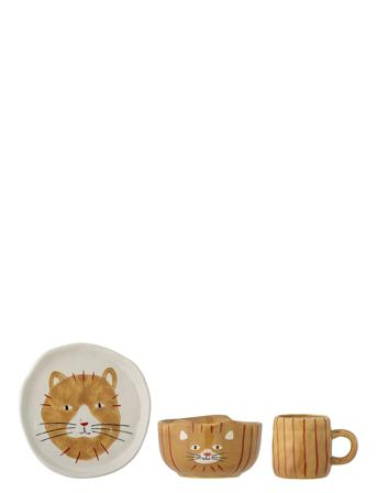 Kittie Tableware, Brown, St Ware Home Meal Time Dinner Sets Brown Bloomingville