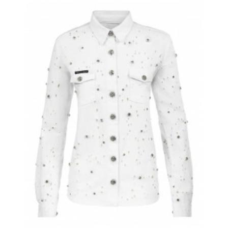 Philipp Plein - Jeansjackor - Vit - Dam - Storlek: M, Dam, Storlek: M