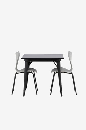 Venture Home - Ruokailuryhmä Tempe ja ruokapöydän tuolit Estes, 2 kpl - Harmaa - Ruokailuryhmät - - Homeroom
