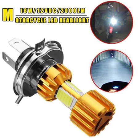 H4 LED Strålkastarlampor 18W 12V DC Universal Motorcykel COB Lampa