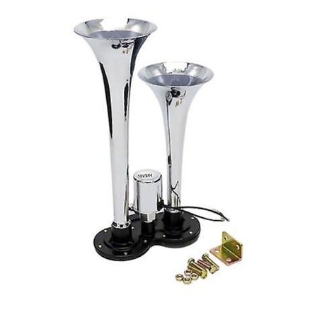 Mordely 150db 12v/24v Universal Chrome Dual Trumpet Air Horn Speaker Kit For Train Truck