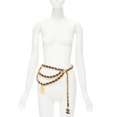 Chanel Vintage, Pre-owned Metal belts Geel, Dames, Maat:ONE Size,leather