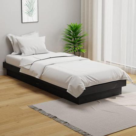 Vidaxl Sängram Grå Massiv Furu 75x190 Cm Grå