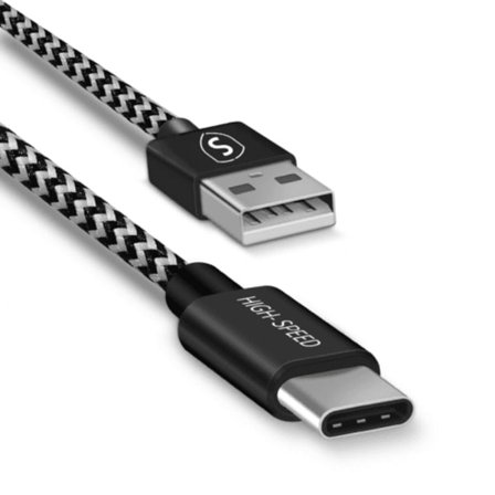 SiGN Skin USB-C-kabel 2.1A 3 m - Svart/Vit