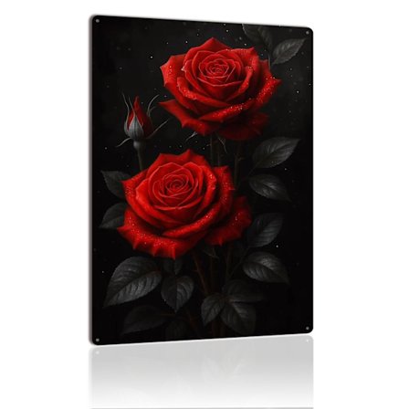 Rød Rose Metalskilt Gotisk Blomster Romantisk Blomsterkunst Vintage Metalskilt Plade Til Elegant Vægindretning
