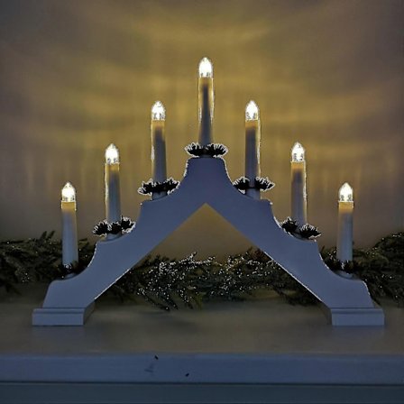 40cm Festlig Julelysbro med 7 Hvide Pærer - WELLNGS