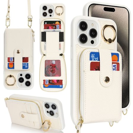 Skal för iPhone 13 6.1 Vit Ring Korthållare Företagsinsats Multifunktionellt Anti-fall Spot