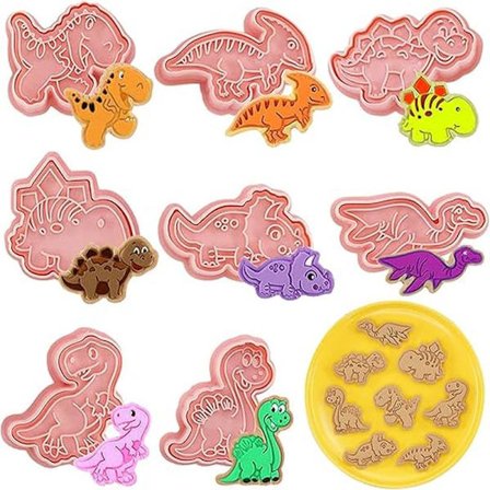 Dinosaurie-kageform, 8 dele bageværk kiksform, 3D kiksform