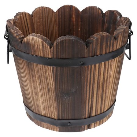 Puutarhan py re puinen kukkaruukku, koristeellinen kasviruukku, aaltoileva suu, suuri