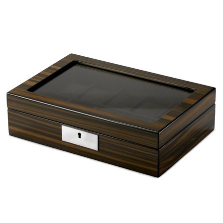 Watch Display Case for 10 Watches with Glass Window & Key for Men - Watch boxes