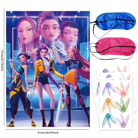 Demon Hunter Fødselsdagsfestartikler Sæt: porcelæn, banner, kagepynt og balloner til børn-FQ-