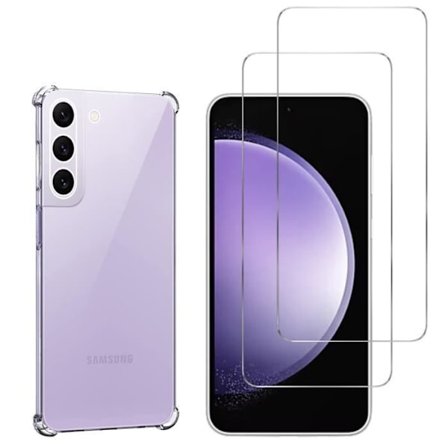 Stötsäker skal - Phonillico - Samsung Galaxy S23 FE - Mjuk silikon - 2 härdade glas - Förstärkt skydd