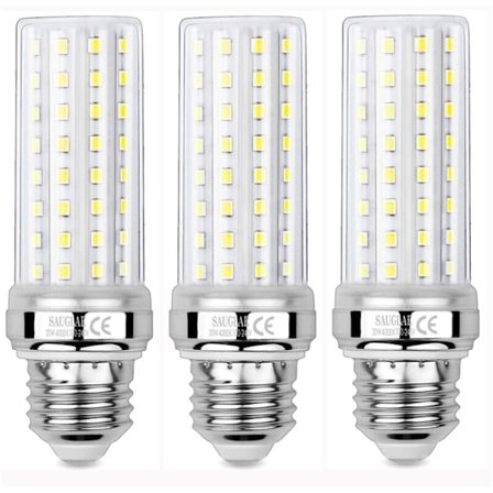 Pakke med 3 20W LED majspærer, svarende til 150W glødepære, 2300lm, 4000K neutral hvid, E27 pærer med Edison-gevind