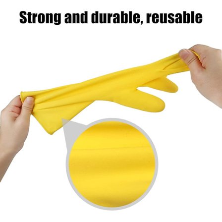 Gjenbrukbare oppvaskhansker i gummi for kjøkken, gule, 3 par