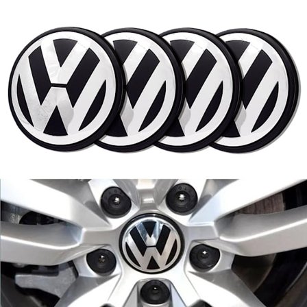 4-pakning - Volkswagen VW Navkapsler / Hjulkapsel Emblemer - Bil Sølv 65mm - Selvklebende 65 mm - Selvklebende-tfrf 65 mm - Selvklebende