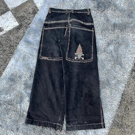 Baggy Jeans Hip Hop Rock Broderimønster Mænd Kvinder 2024 Ny Mode Streetwear Retro Harajuku Høj Talje Bred Ben Jeans